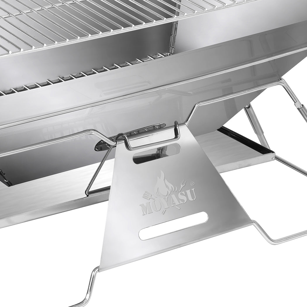 Portable Folding 2 - in - 1 Charcoal BBQ Grill and Fire Pit - Silver - Rivercity House & Home Co. (ABN 18 642 972 209) - Affordable Modern Furniture Australia
