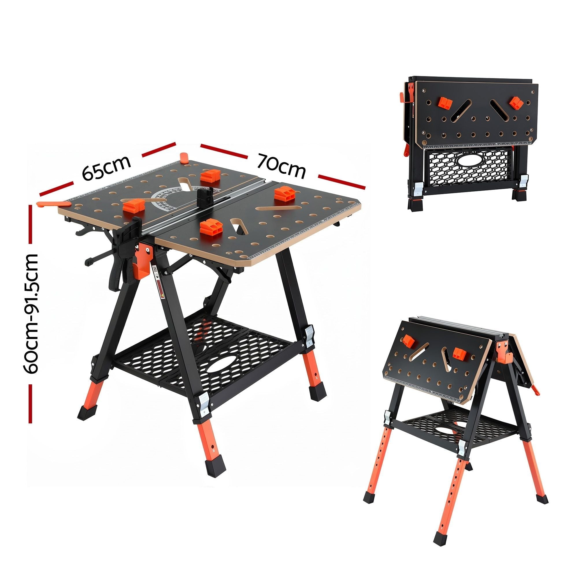 Portable Folding Work Table 454kg Adjustable Workbench - Tools > Tools Storage > Work Benches - Rivercity House & Home Co. (ABN 18 642 972 209) - Affordable Modern Furniture Australia