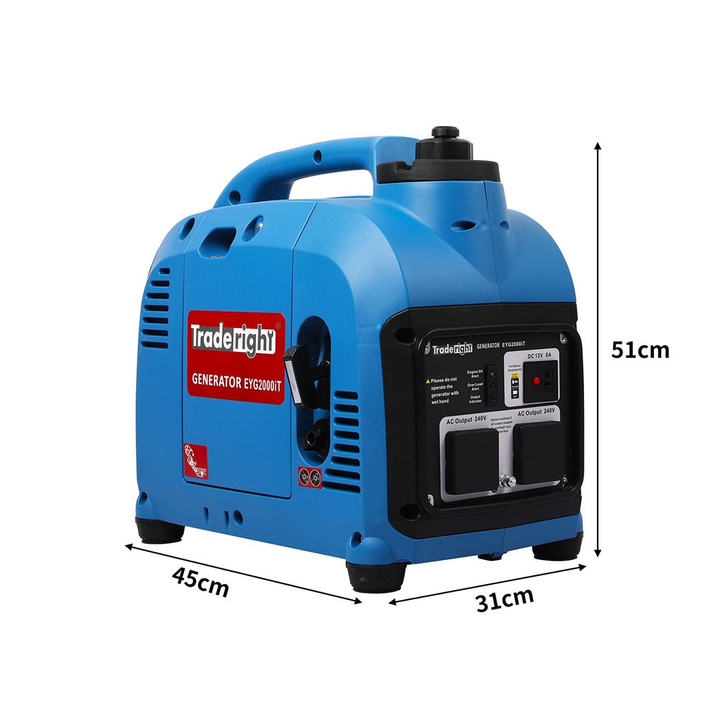 Portable Inverter Generator 2000W with 4 - Stroke Engine - Blue - Rivercity House & Home Co. (ABN 18 642 972 209) - Affordable Modern Furniture Australia
