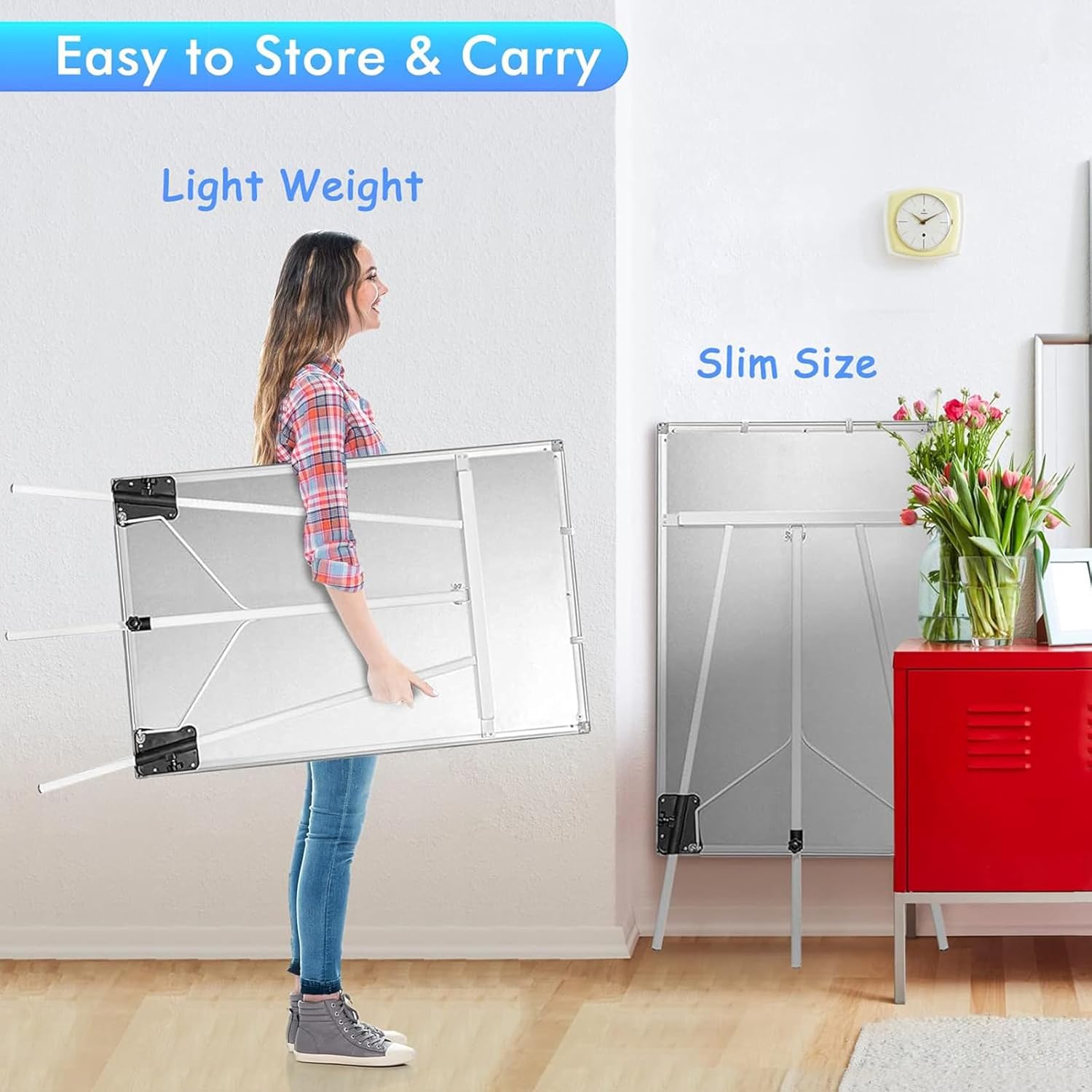 Portable Magnetic Whiteboard Easel with Adjustable Tripod Stand 90x60cm - White - Furniture > Bedroom > Headboards - Rivercity House & Home Co. (ABN 18 642 972 209) - Affordable Modern Furniture Australia