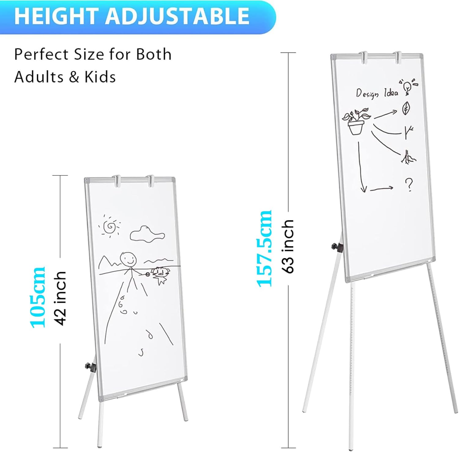 Portable Magnetic Whiteboard Easel with Adjustable Tripod Stand 90x60cm - White - Furniture > Bedroom > Headboards - Rivercity House & Home Co. (ABN 18 642 972 209) - Affordable Modern Furniture Australia