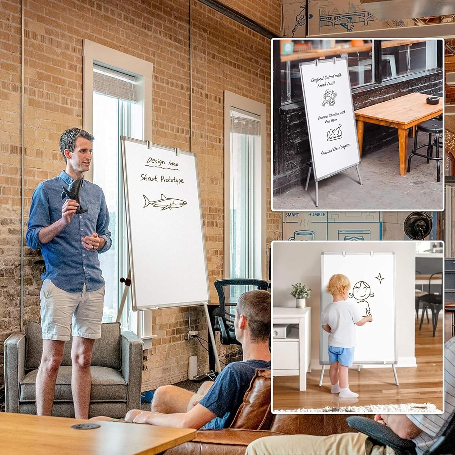 Portable Magnetic Whiteboard Easel with Adjustable Tripod Stand 90x60cm - White - Furniture > Bedroom > Headboards - Rivercity House & Home Co. (ABN 18 642 972 209) - Affordable Modern Furniture Australia