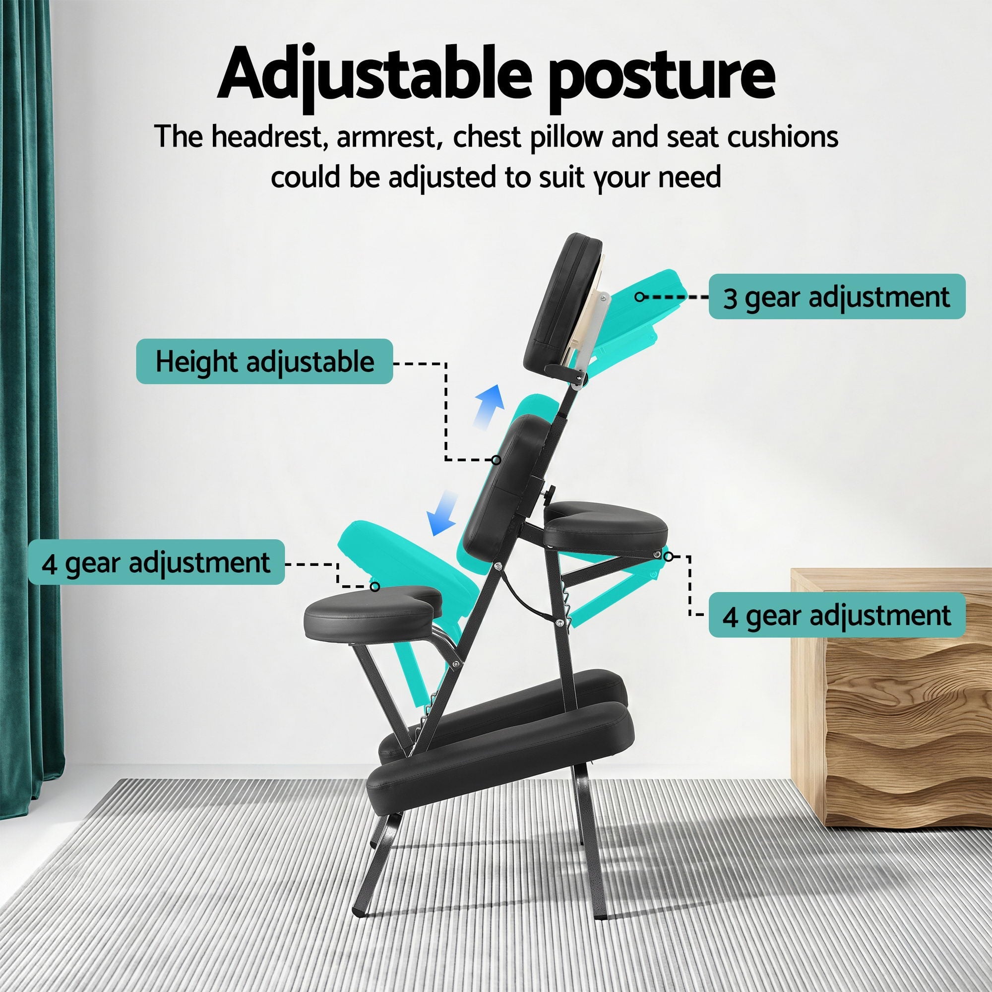 Portable Massage Chair Lightweight Folding Tattoo Lash Beauty Bed - Furniture > Bar Stools & Chairs > Massage Chairs - Rivercity House & Home Co. (ABN 18 642 972 209) - Affordable Modern Furniture Australia