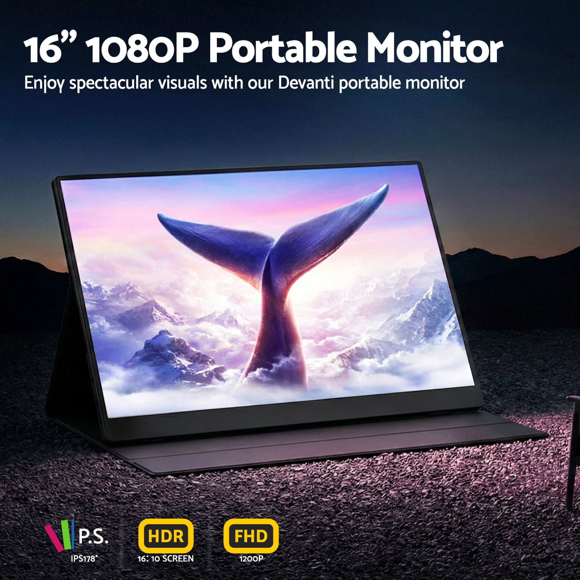 Portable Monitor Laptop Extender USB C Travel Display 16 Inch Black - Electronics > Computer Accessories > Computer Monitors & Accessories - Rivercity House & Home Co. (ABN 18 642 972 209) - Affordable Modern Furniture Australia
