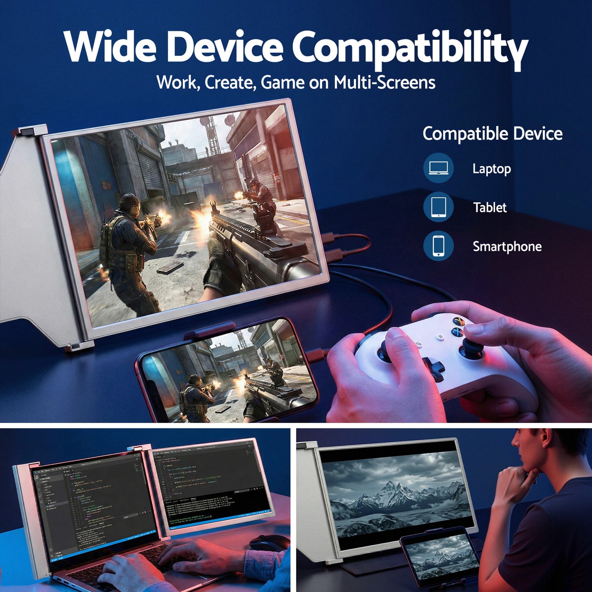 Portable Monitor Laptop Screen Extender Dual Display 1080P IPS USB C - Electronics > Computer Accessories > Computer Monitors & Accessories - Rivercity House & Home Co. (ABN 18 642 972 209) - Affordable Modern Furniture Australia