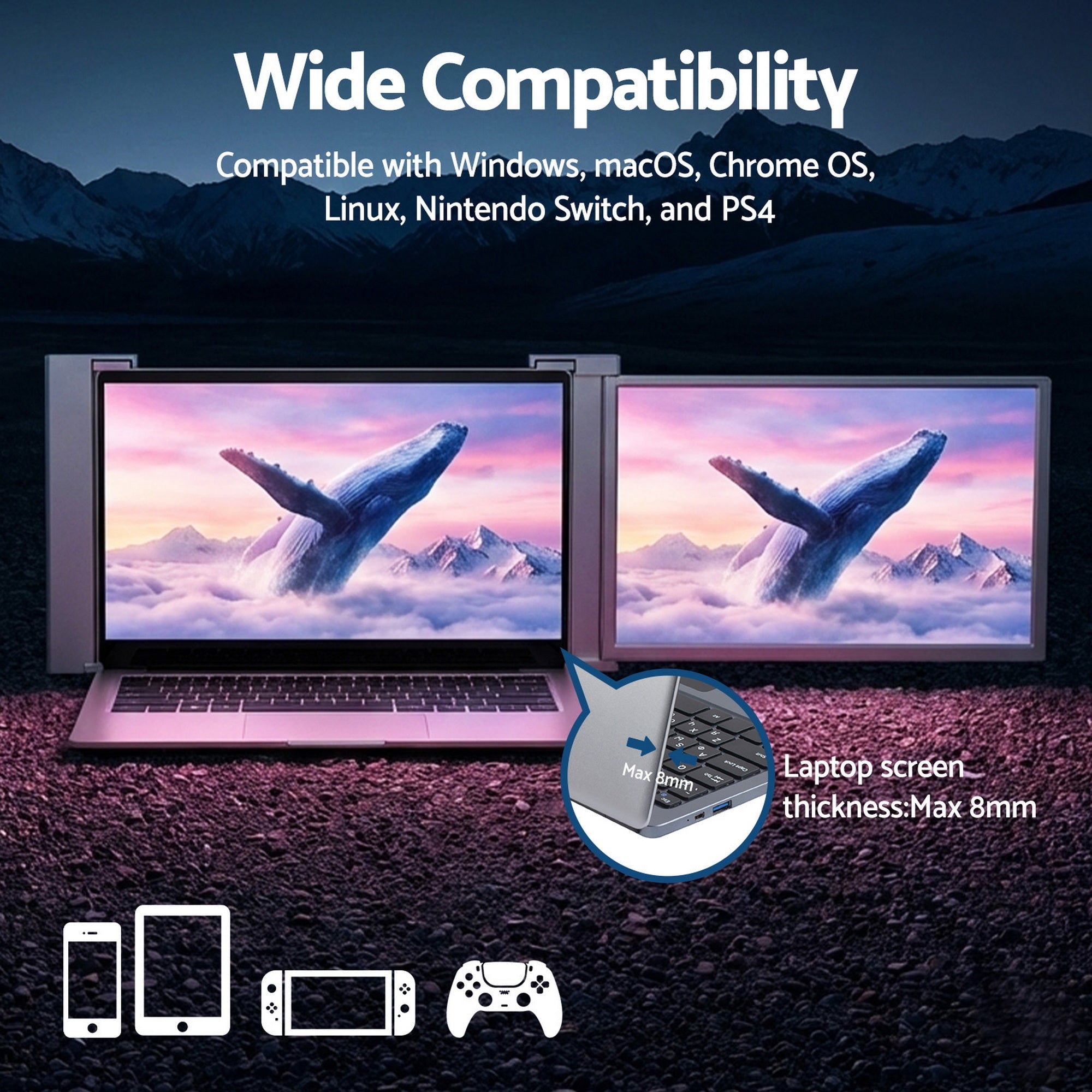 Portable Monitor Laptop Screen Extender Dual Display 1080P IPS USB C - Electronics > Computer Accessories > Computer Monitors & Accessories - Rivercity House & Home Co. (ABN 18 642 972 209) - Affordable Modern Furniture Australia