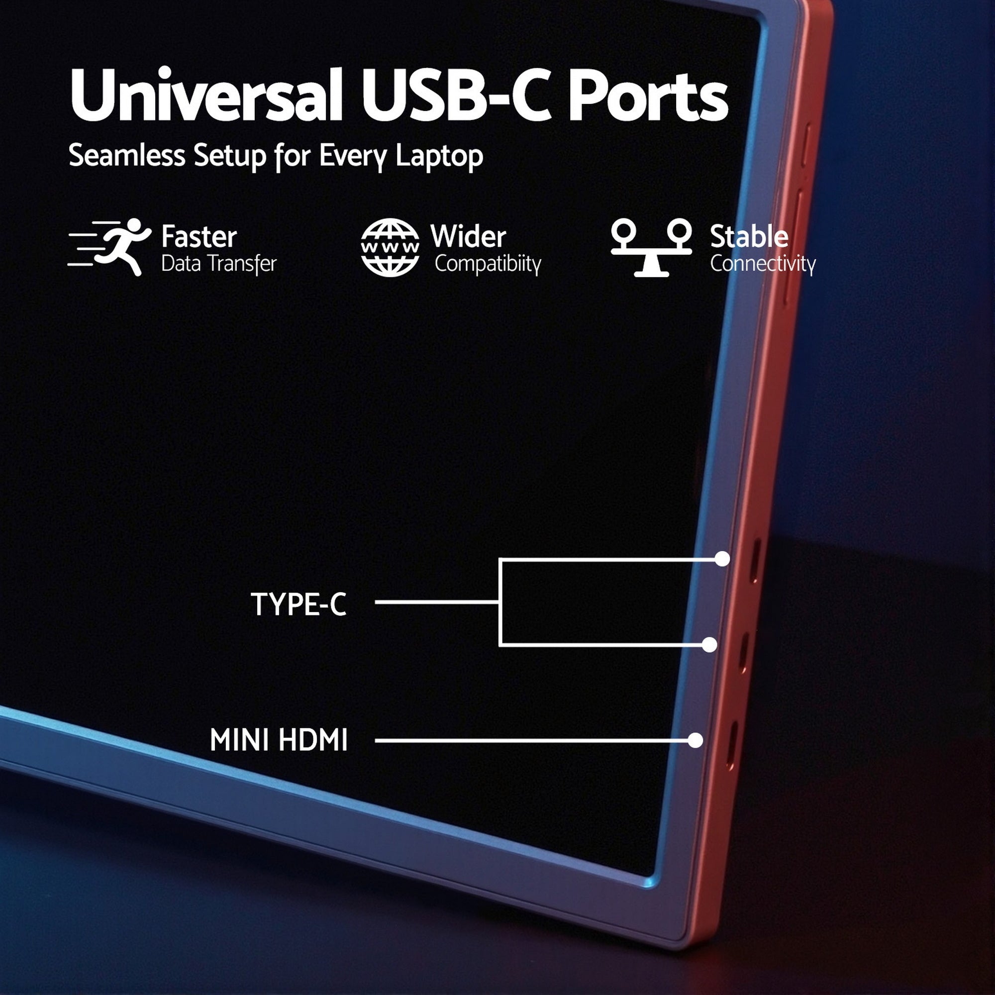 Portable Monitor Laptop Screen Extender Dual Display 1080P IPS USB C - Electronics > Computer Accessories > Computer Monitors & Accessories - Rivercity House & Home Co. (ABN 18 642 972 209) - Affordable Modern Furniture Australia