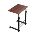 Portable Side Table Desk With Wheels (Dark Wood)