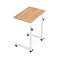 Portable Side Table Desk With Wheels (Light Wood)