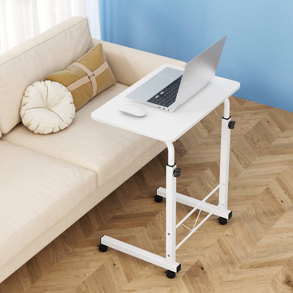 Portable Side Table Desk With Wheels (White) - Furniture - Rivercity House & Home Co. (ABN 18 642 972 209) - Affordable Modern Furniture Australia