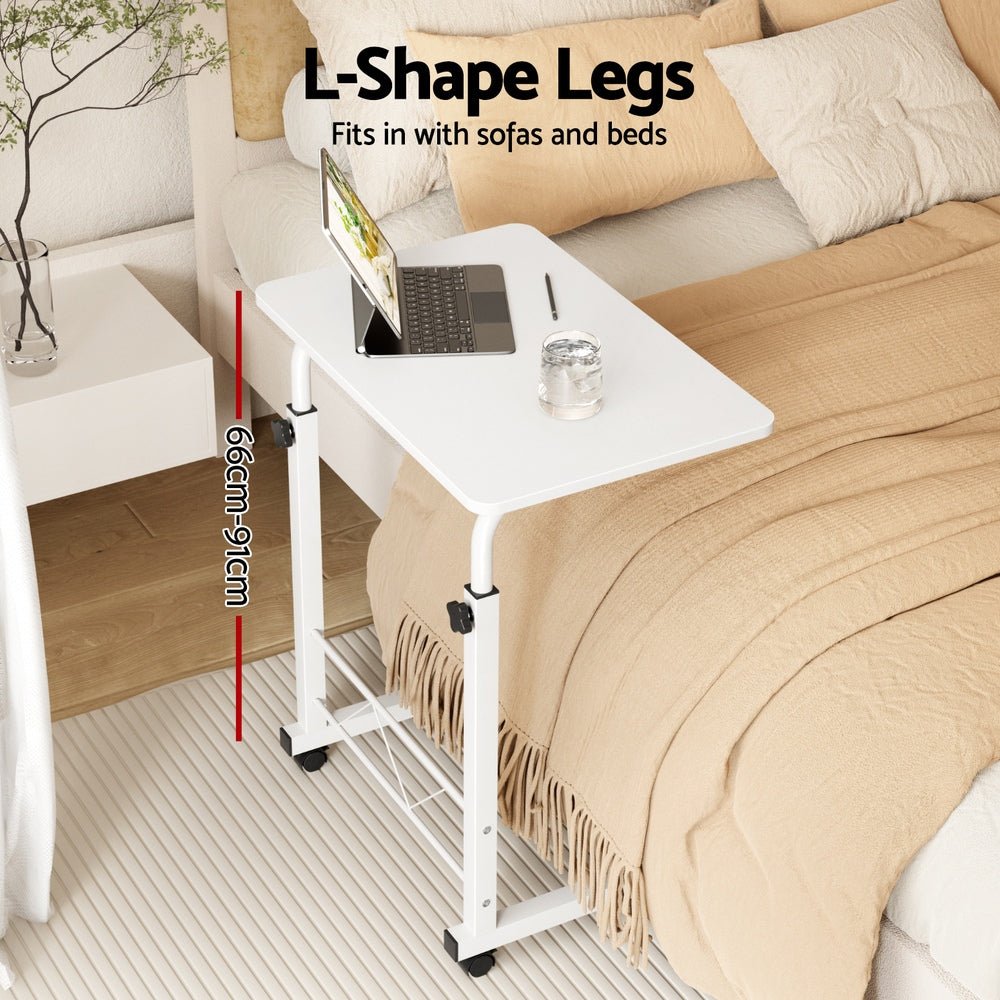 Portable Side Table Desk With Wheels (White) - Furniture - Rivercity House & Home Co. (ABN 18 642 972 209) - Affordable Modern Furniture Australia