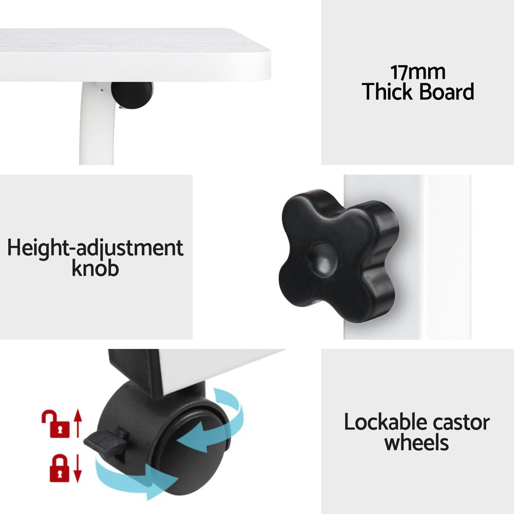 Portable Side Table Desk With Wheels (White) - Furniture - Rivercity House & Home Co. (ABN 18 642 972 209) - Affordable Modern Furniture Australia