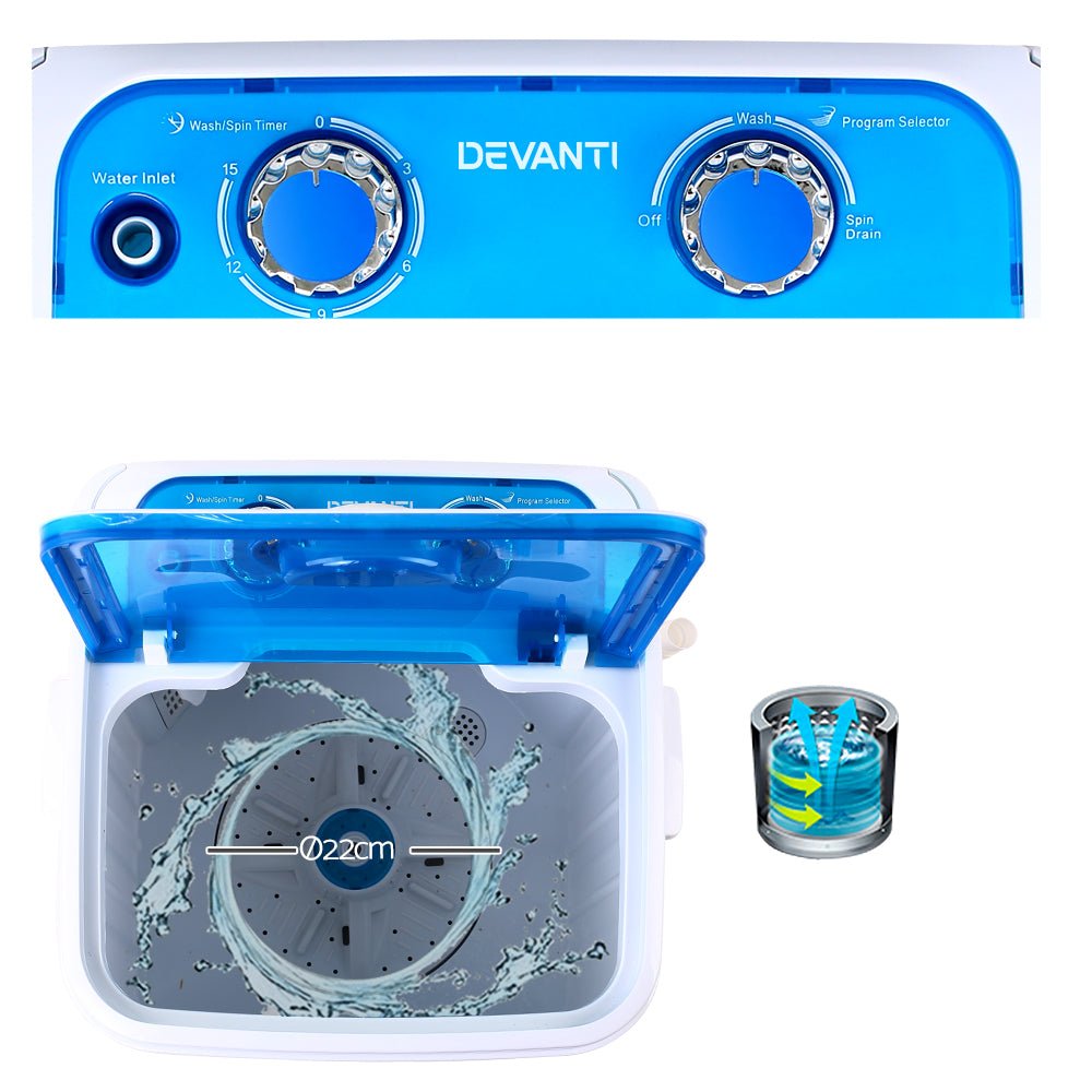 Portable Washing Machine 4.6KG Blue - Appliances > Washers, Dryers & Irons > Washing Machines - Rivercity House & Home Co. (ABN 18 642 972 209) - Affordable Modern Furniture Australia