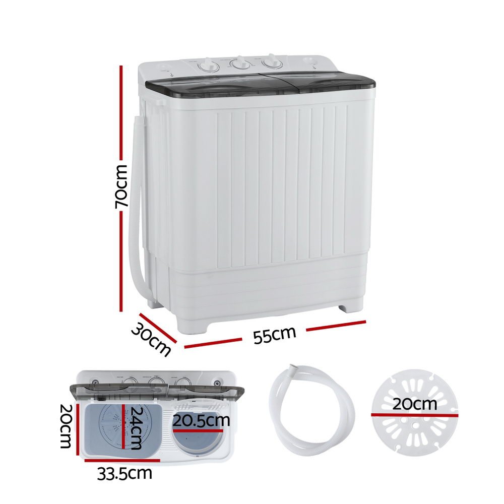 Portable Washing Machine Twin Tub 4.5KG - Appliances > Washers, Dryers & Irons > Washing Machines - Rivercity House & Home Co. (ABN 18 642 972 209) - Affordable Modern Furniture Australia