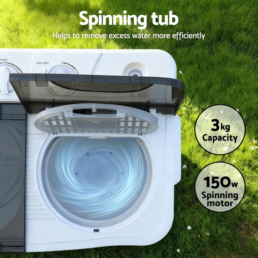 Portable Washing Machine Twin Tub 4.5KG - Appliances > Washers, Dryers & Irons > Washing Machines - Rivercity House & Home Co. (ABN 18 642 972 209) - Affordable Modern Furniture Australia