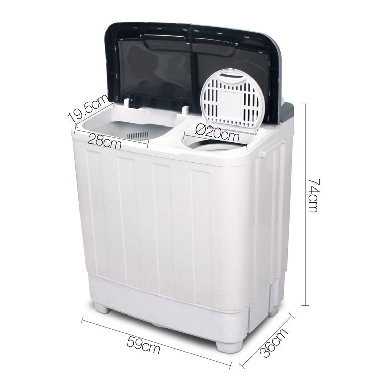 Portable Washing Machine Twin Tub 5KG White - Appliances > Washers, Dryers & Irons > Washing Machines - Rivercity House & Home Co. (ABN 18 642 972 209) - Affordable Modern Furniture Australia