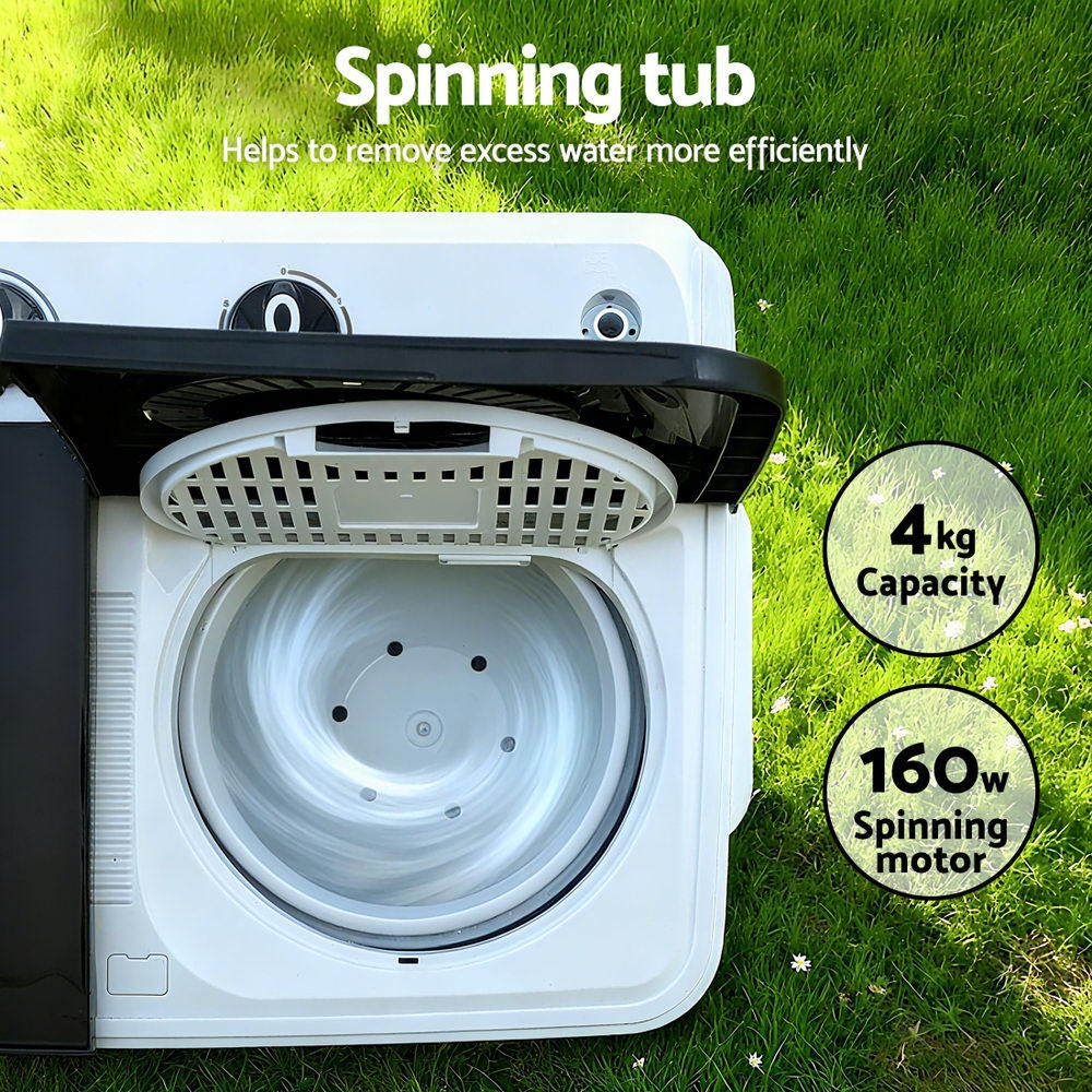 Portable Washing Machine Twin Tub 7KG White - Appliances > Washers, Dryers & Irons > Washing Machines - Rivercity House & Home Co. (ABN 18 642 972 209) - Affordable Modern Furniture Australia