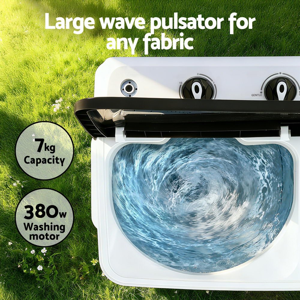 Portable Washing Machine Twin Tub 7KG White - Appliances > Washers, Dryers & Irons > Washing Machines - Rivercity House & Home Co. (ABN 18 642 972 209) - Affordable Modern Furniture Australia
