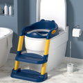 Potty Training Seat with Foldable Step Stool Ladder, Anti-Slip & Soft Cushion for Kids Bathroom Independence - White