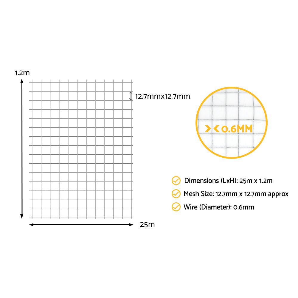 Poultry Chicken Fence Wire Mesh Roll 25m x 1.2m for Duck Goose Coop - Anti-Rust - Pet Care > Farm Supplies > Fencing - Rivercity House & Home Co. (ABN 18 642 972 209) - Affordable Modern Furniture Australia