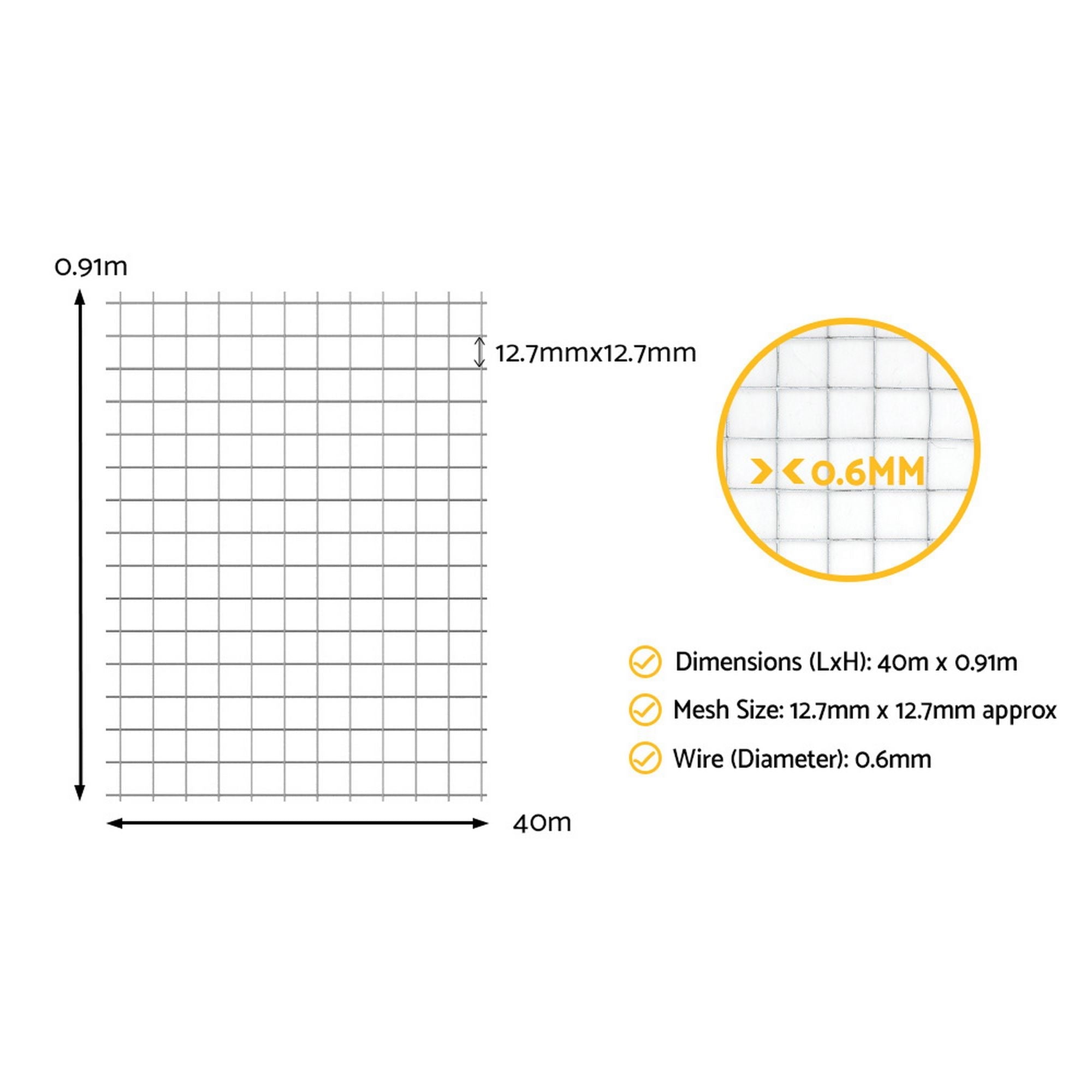 Poultry Chicken Fence Wire Mesh Roll 40m x 0.91m for Duck Goose Coop - Anti-Rust - Pet Care > Farm Supplies > Fencing - Rivercity House & Home Co. (ABN 18 642 972 209) - Affordable Modern Furniture Australia