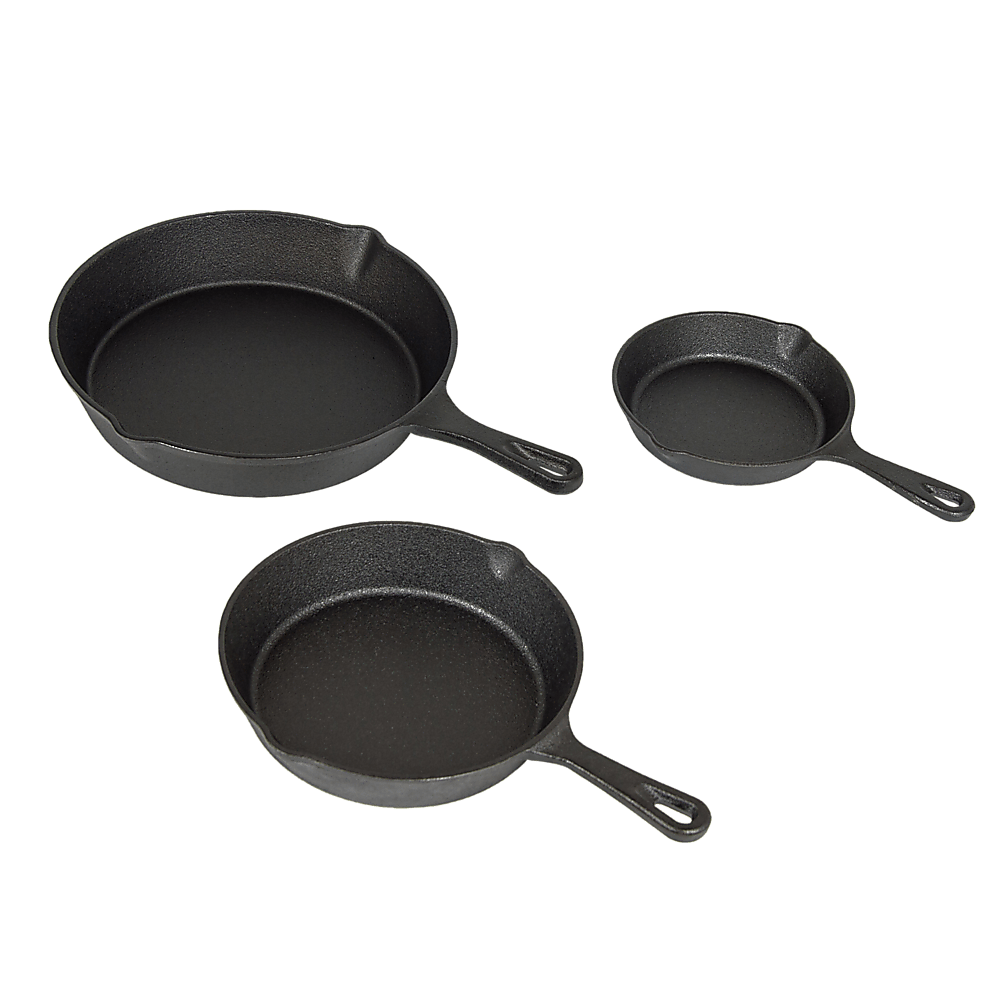 Pre Seasoned Cast Iron Skillet Fry Pan Set 3 Pcs Frying Pan Set - Home & Garden > Kitchenware > Kitchen Utensils - Rivercity House & Home Co. (ABN 18 642 972 209) - Affordable Modern Furniture Australia