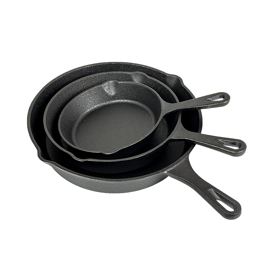 Pre Seasoned Cast Iron Skillet Fry Pan Set 3 Pcs Frying Pan Set - Home & Garden > Kitchenware > Kitchen Utensils - Rivercity House & Home Co. (ABN 18 642 972 209) - Affordable Modern Furniture Australia