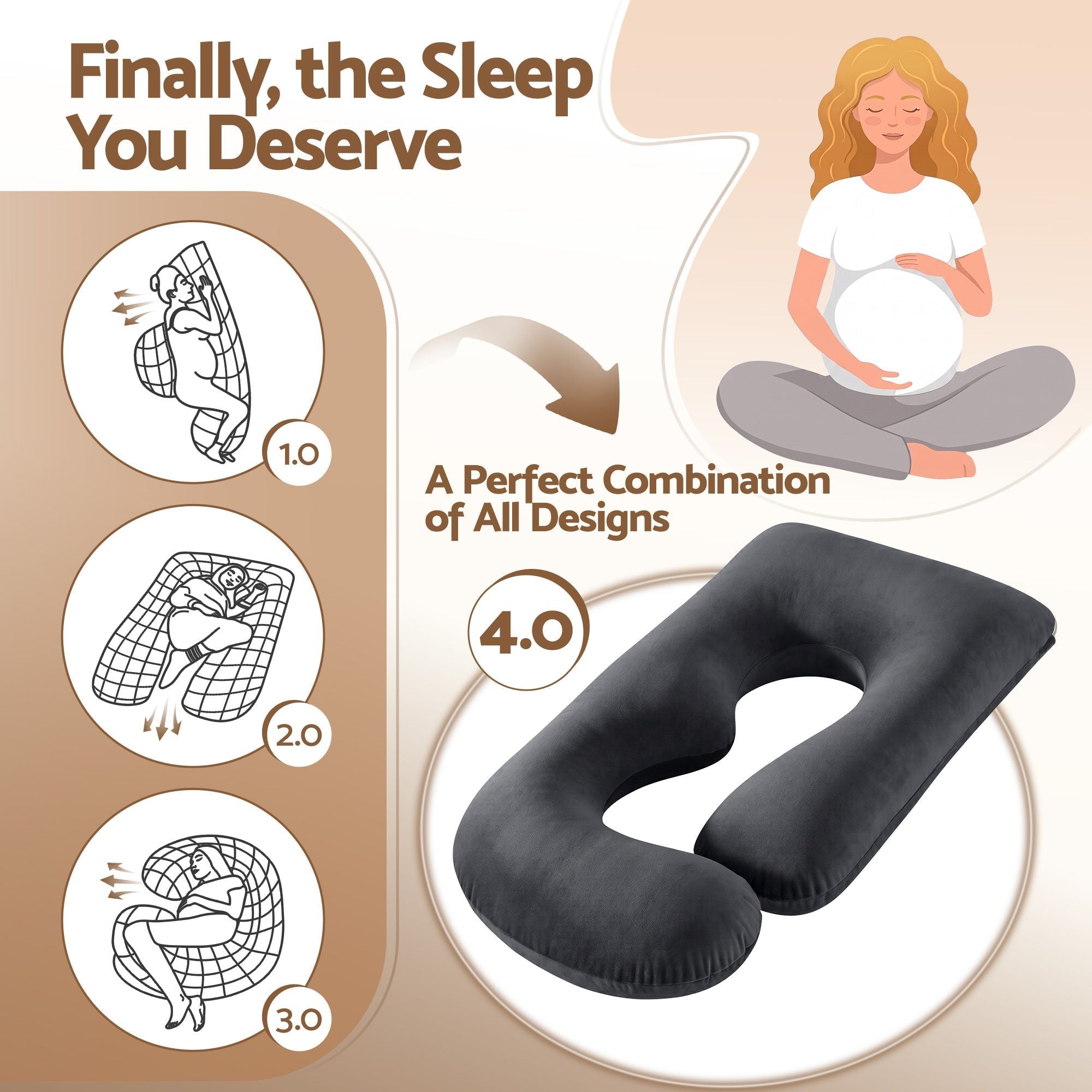 Pregnancy Pillow G-Shaped Full Body Maternity Pillow 135x70 cm with Removable Cover - Dark Grey - Home & Garden > Bedding > Pillows - Rivercity House & Home Co. (ABN 18 642 972 209) - Affordable Modern Furniture Australia