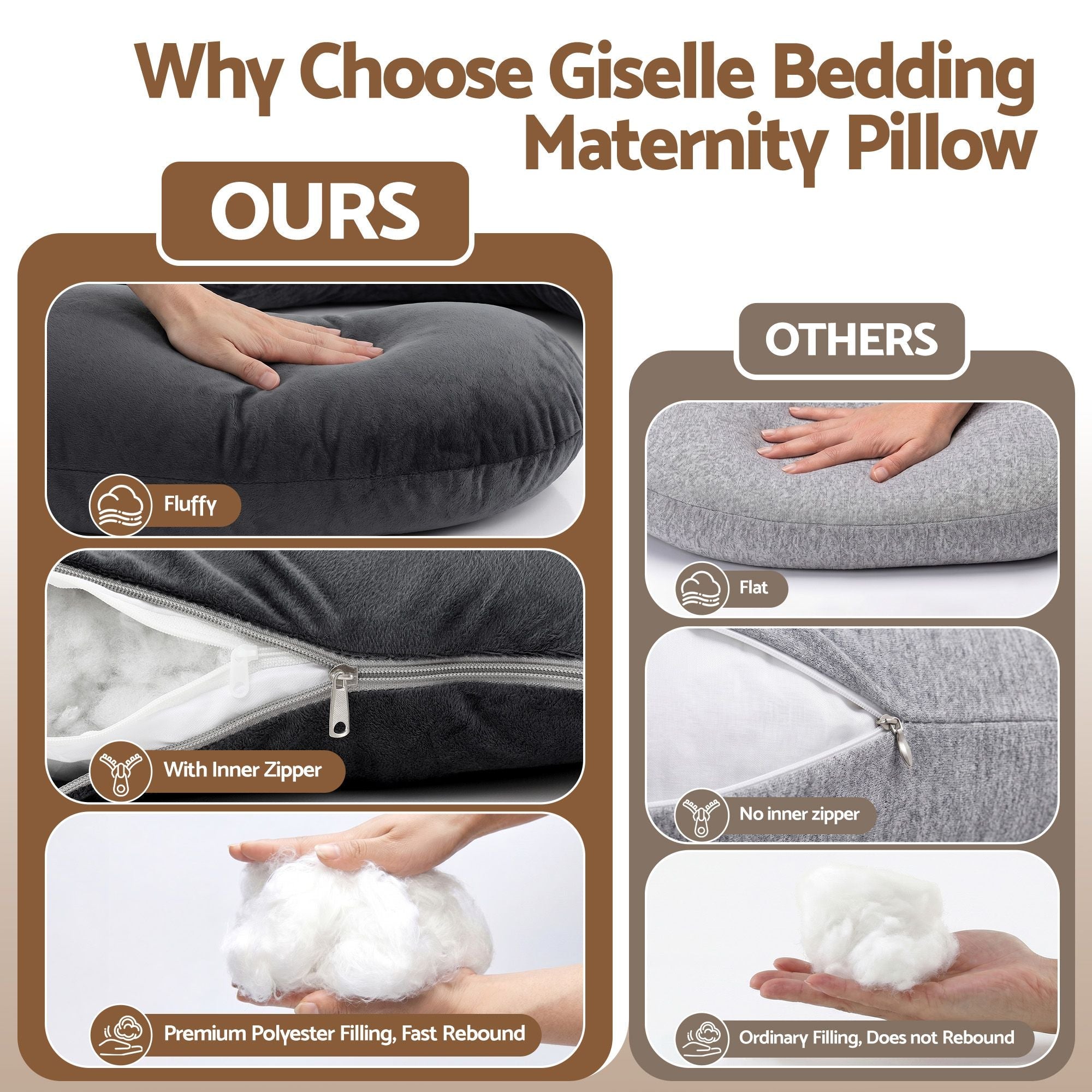 Pregnancy Pillow G-Shaped Full Body Maternity Pillow 135x70 cm with Removable Cover - Dark Grey - Home & Garden > Bedding > Pillows - Rivercity House & Home Co. (ABN 18 642 972 209) - Affordable Modern Furniture Australia