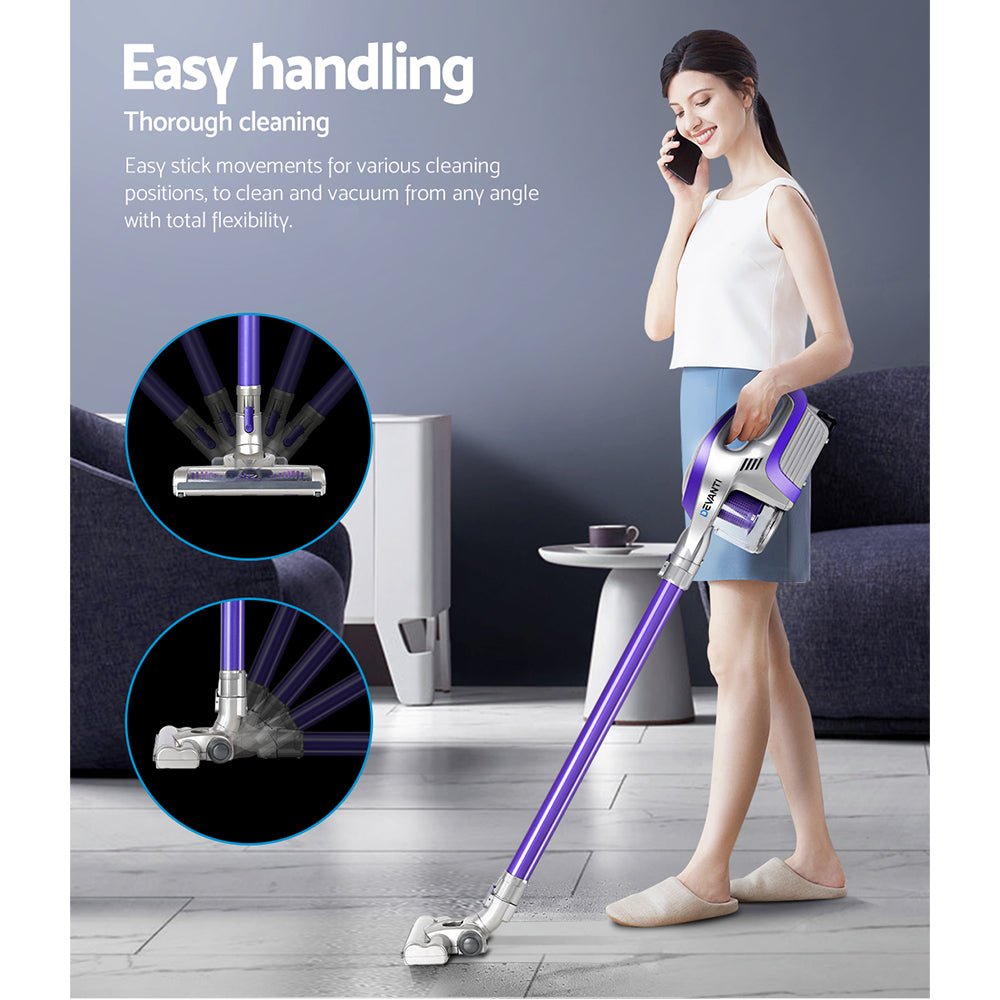 Premium Cordless 150W Handstick Vacuum Cleaner - Purple and Grey - Rivercity House & Home Co. (ABN 18 642 972 209) - Affordable Modern Furniture Australia