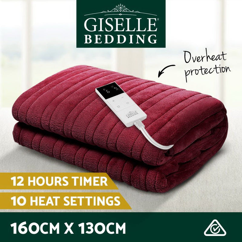 Premium Electric Throw Blanket - Burgundy - Rivercity House & Home Co. (ABN 18 642 972 209) - Affordable Modern Furniture Australia