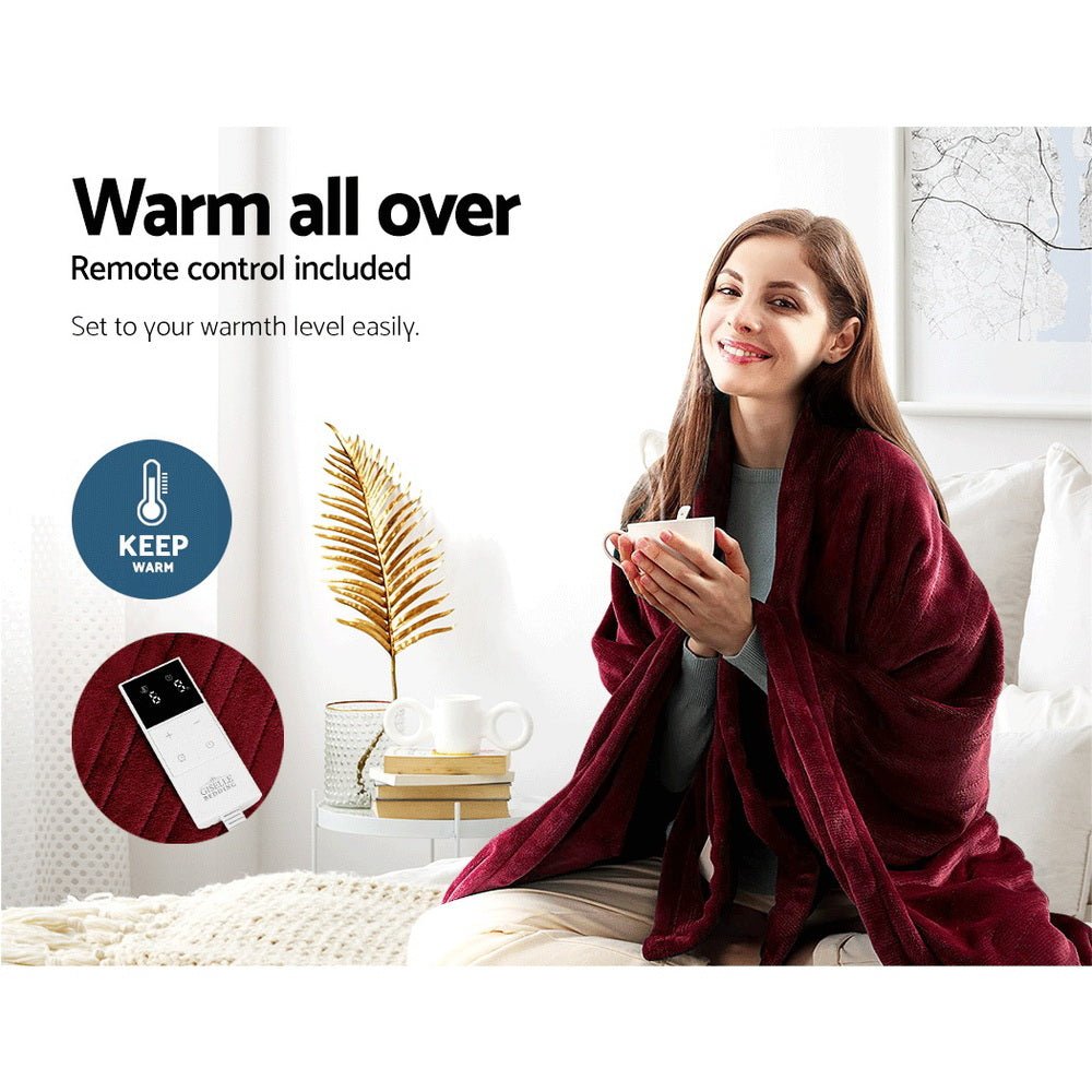 Premium Electric Throw Blanket Burgundy