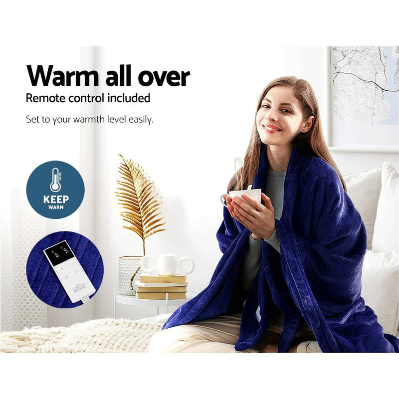 Premium Electric Throw Blanket - Navy - Rivercity House & Home Co. (ABN 18 642 972 209) - Affordable Modern Furniture Australia