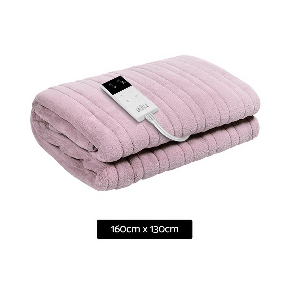 Premium Heated Electric Throw Rug Fleece Sunggle Blanket Washable Pink - Rivercity House & Home Co. (ABN 18 642 972 209) - Affordable Modern Furniture Australia