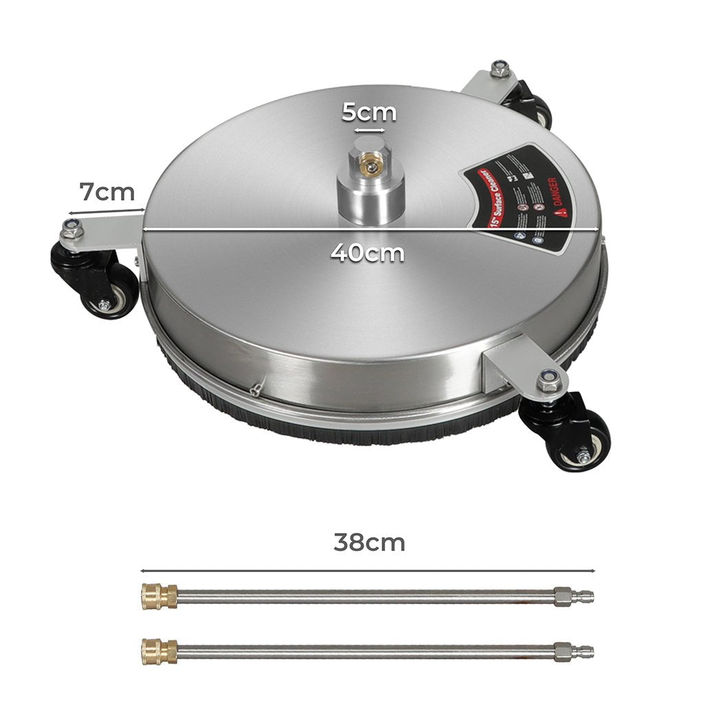 Pressure Washer Surface Cleaner 40cm with Extensions and Nozzles - Silver - Rivercity House & Home Co. (ABN 18 642 972 209) - Affordable Modern Furniture Australia