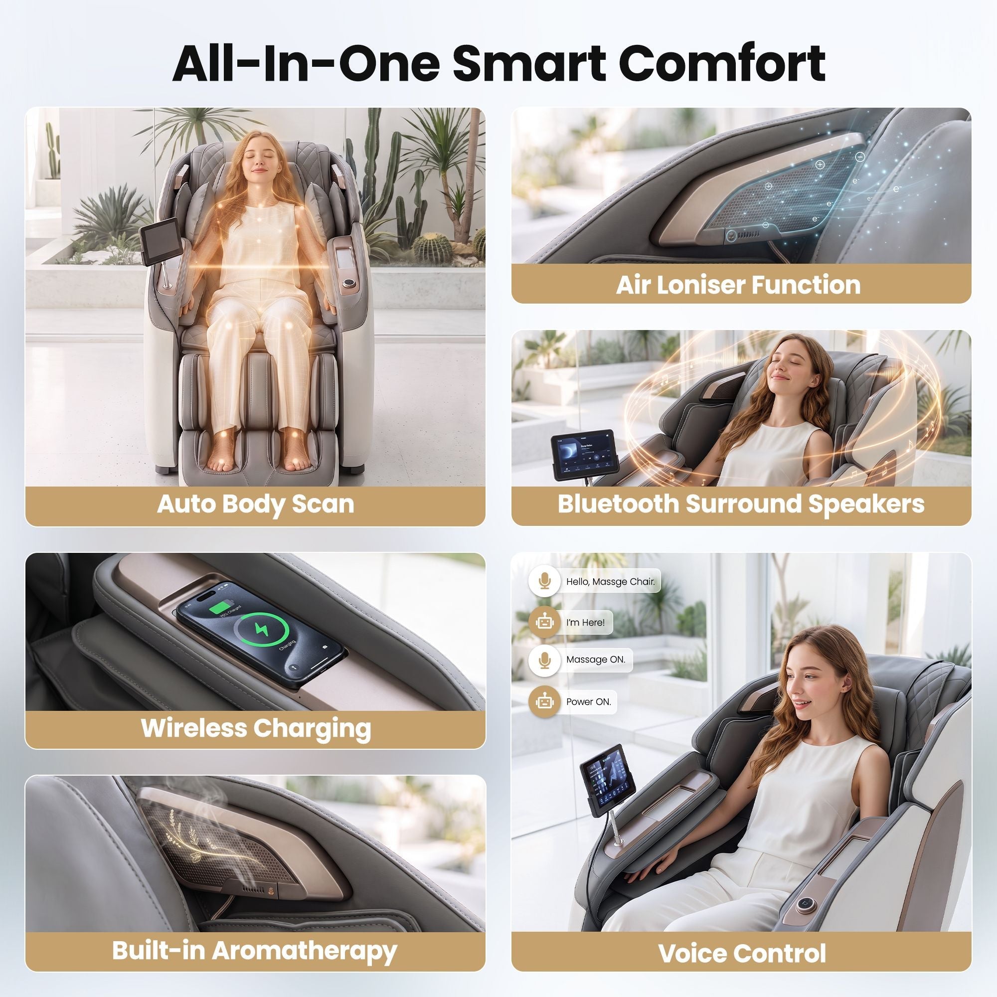 Prestige 4D Dual Mechanism Full Body Massage Chair with Zero Gravity Recline and Wireless Charging - White - Furniture > Bar Stools & Chairs > Massage Chairs - Rivercity House & Home Co. (ABN 18 642 972 209) - Affordable Modern Furniture Australia