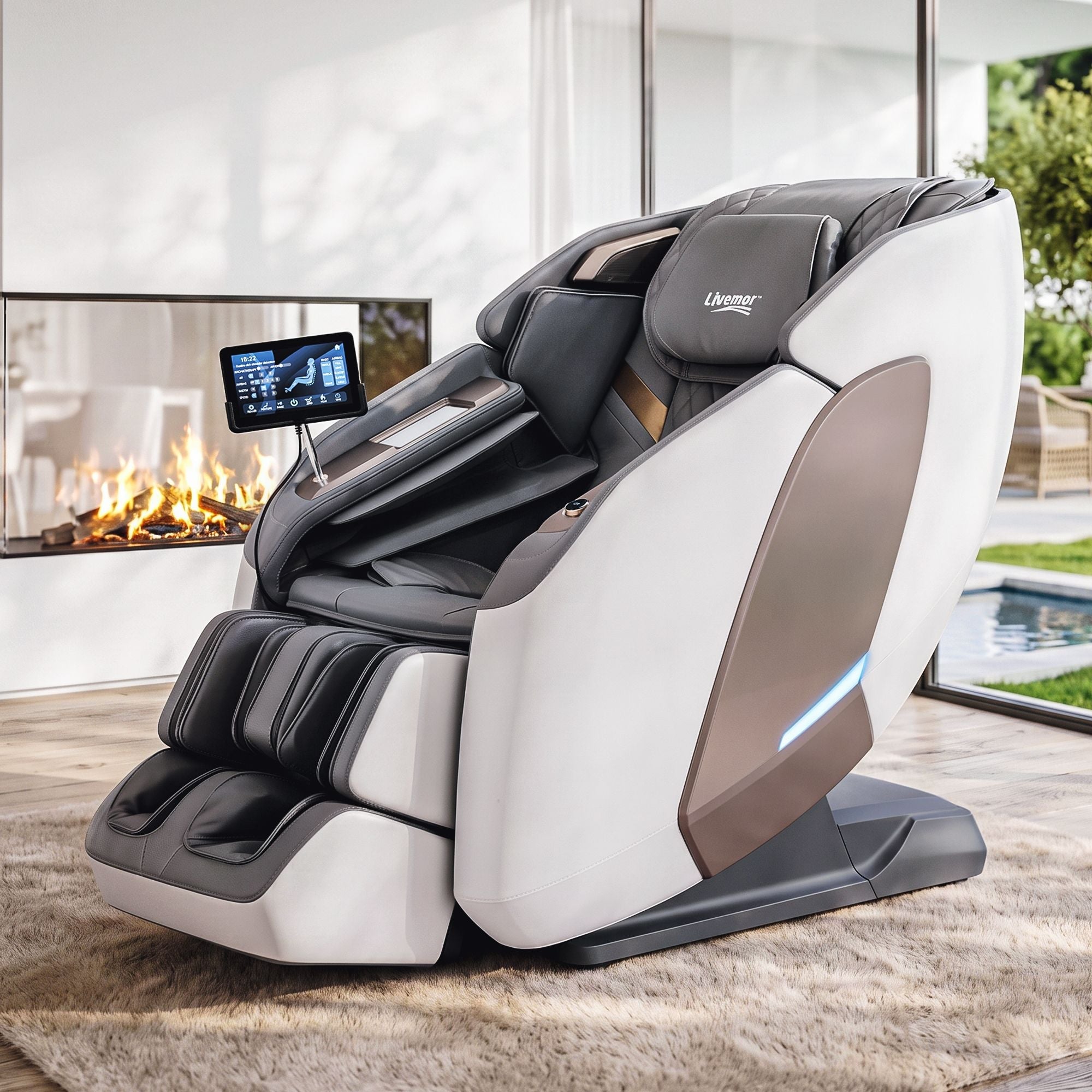 Prestige 4D Dual Mechanism Full Body Massage Chair with Zero Gravity Recline and Wireless Charging - White - Furniture > Bar Stools & Chairs > Massage Chairs - Rivercity House & Home Co. (ABN 18 642 972 209) - Affordable Modern Furniture Australia