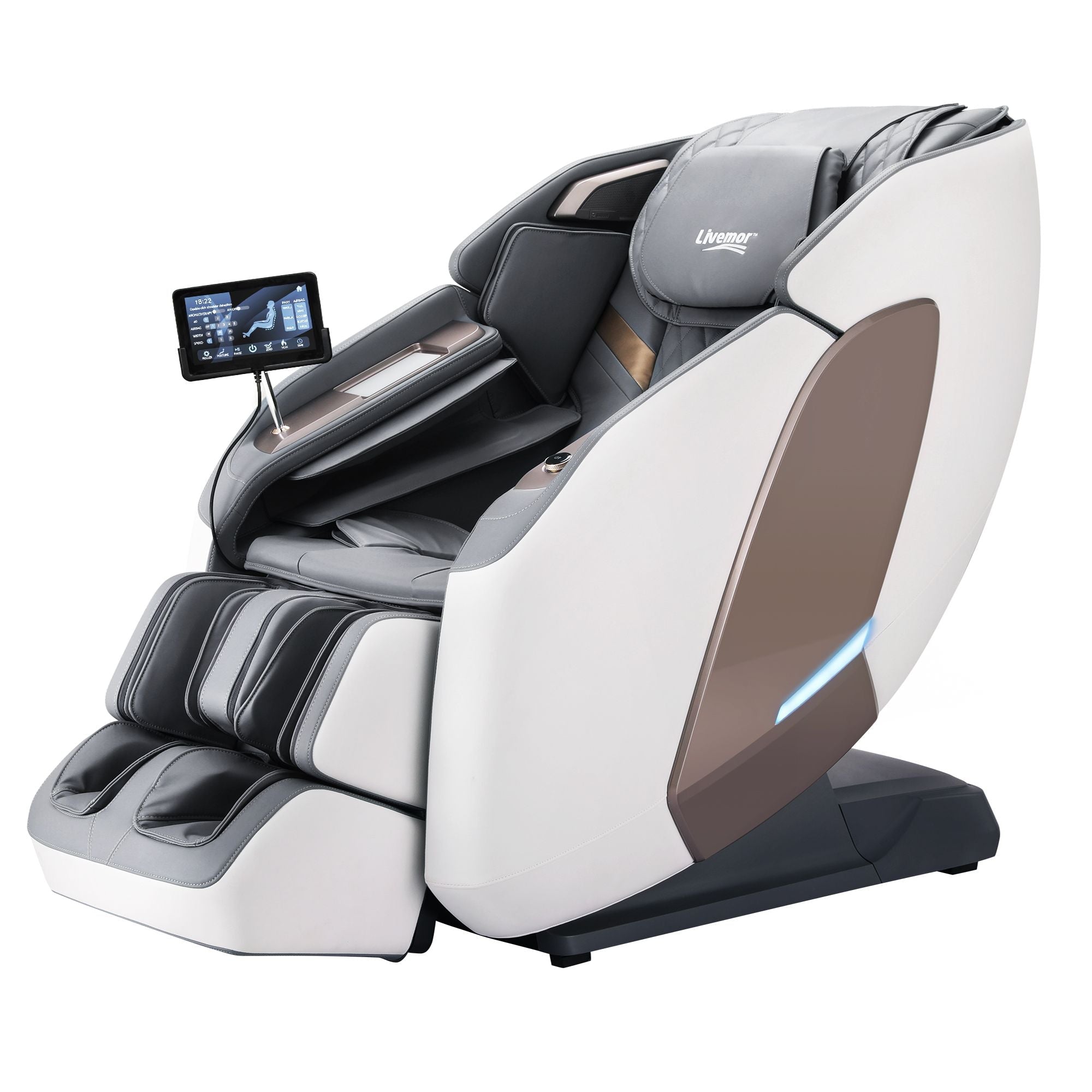 Prestige 4D Dual Mechanism Full Body Massage Chair with Zero Gravity Recline and Wireless Charging - White - Furniture > Bar Stools & Chairs > Massage Chairs - Rivercity House & Home Co. (ABN 18 642 972 209) - Affordable Modern Furniture Australia