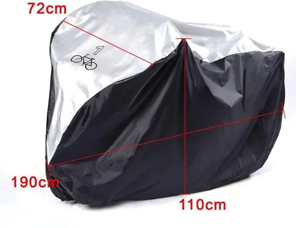 PU-Coated Waterproof Bike Cover 190 x 72 x 110 cm for Mountain, Road & City Bicycles - Black and Silver - Sports & Fitness > Bikes & Accessories > Bicycle Bags - Rivercity House & Home Co. (ABN 18 642 972 209) - Affordable Modern Furniture Australia