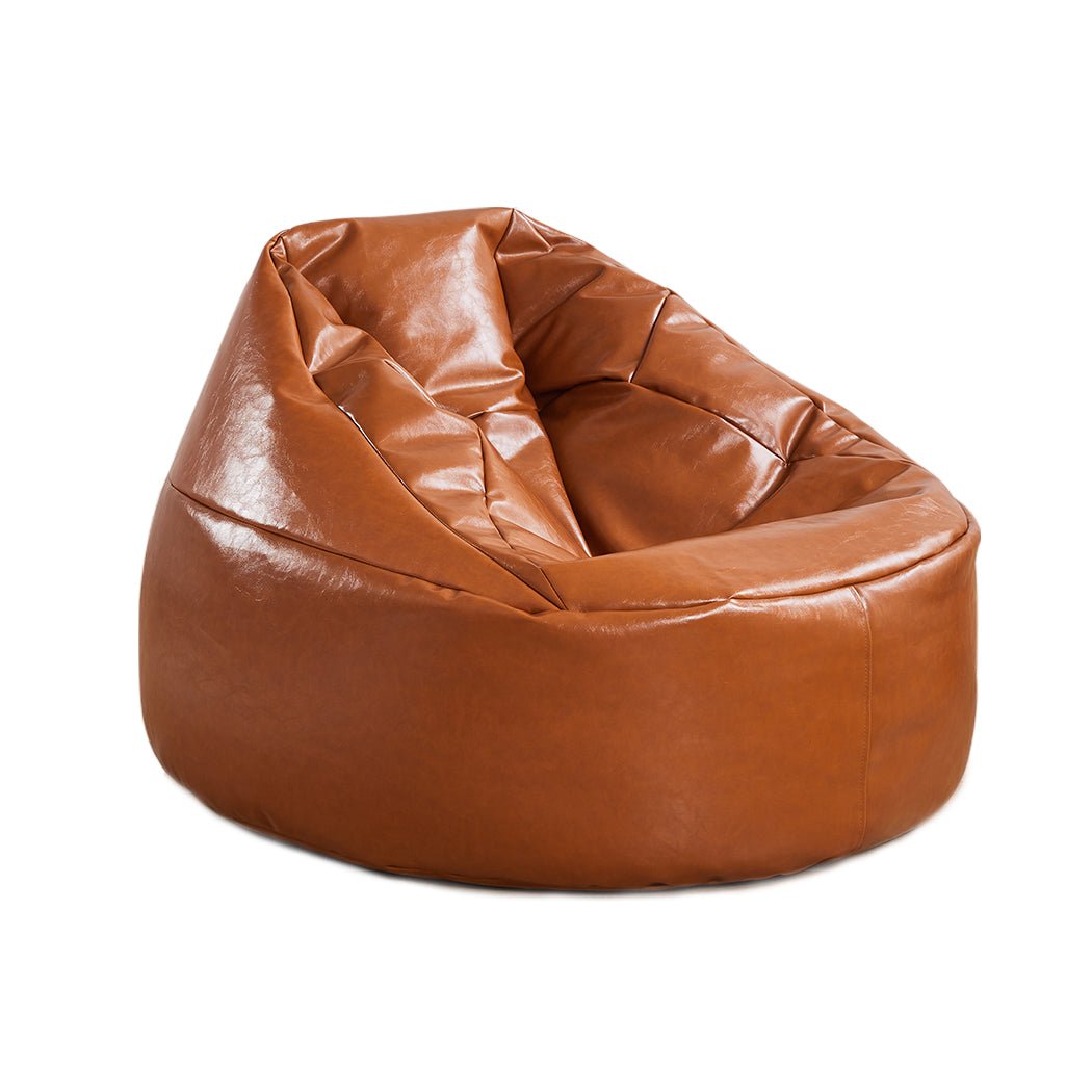 PU Leather Bean Bag Chair Cover 300L with Zipper - Tan - Rivercity House & Home Co. (ABN 18 642 972 209) - Affordable Modern Furniture Australia