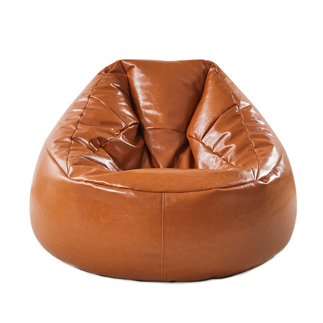 PU Leather Bean Bag Chair Cover 300L with Zipper - Tan - Rivercity House & Home Co. (ABN 18 642 972 209) - Affordable Modern Furniture Australia