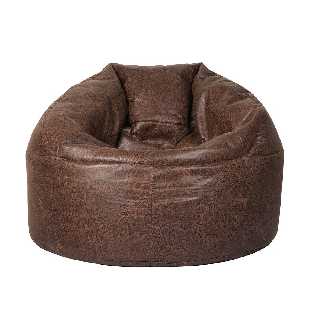 PU Leather Bean Bag Chair Cover 320L with Zipper - Brown - Rivercity House & Home Co. (ABN 18 642 972 209) - Affordable Modern Furniture Australia