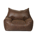 PU Leather Bean Bag Chair Cover 330L with Zipper Opening - Dark Brown