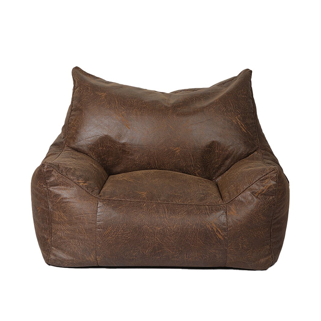 PU Leather Bean Bag Chair Cover 330L with Zipper Opening - Dark Brown - Rivercity House & Home Co. (ABN 18 642 972 209) - Affordable Modern Furniture Australia