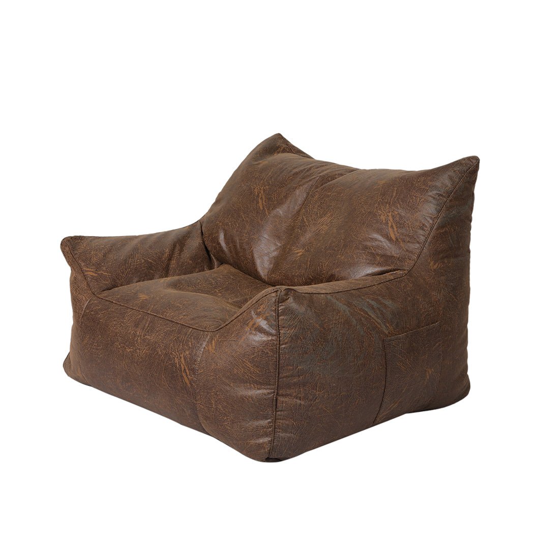 PU Leather Bean Bag Chair Cover 330L with Zipper Opening - Dark Brown - Rivercity House & Home Co. (ABN 18 642 972 209) - Affordable Modern Furniture Australia