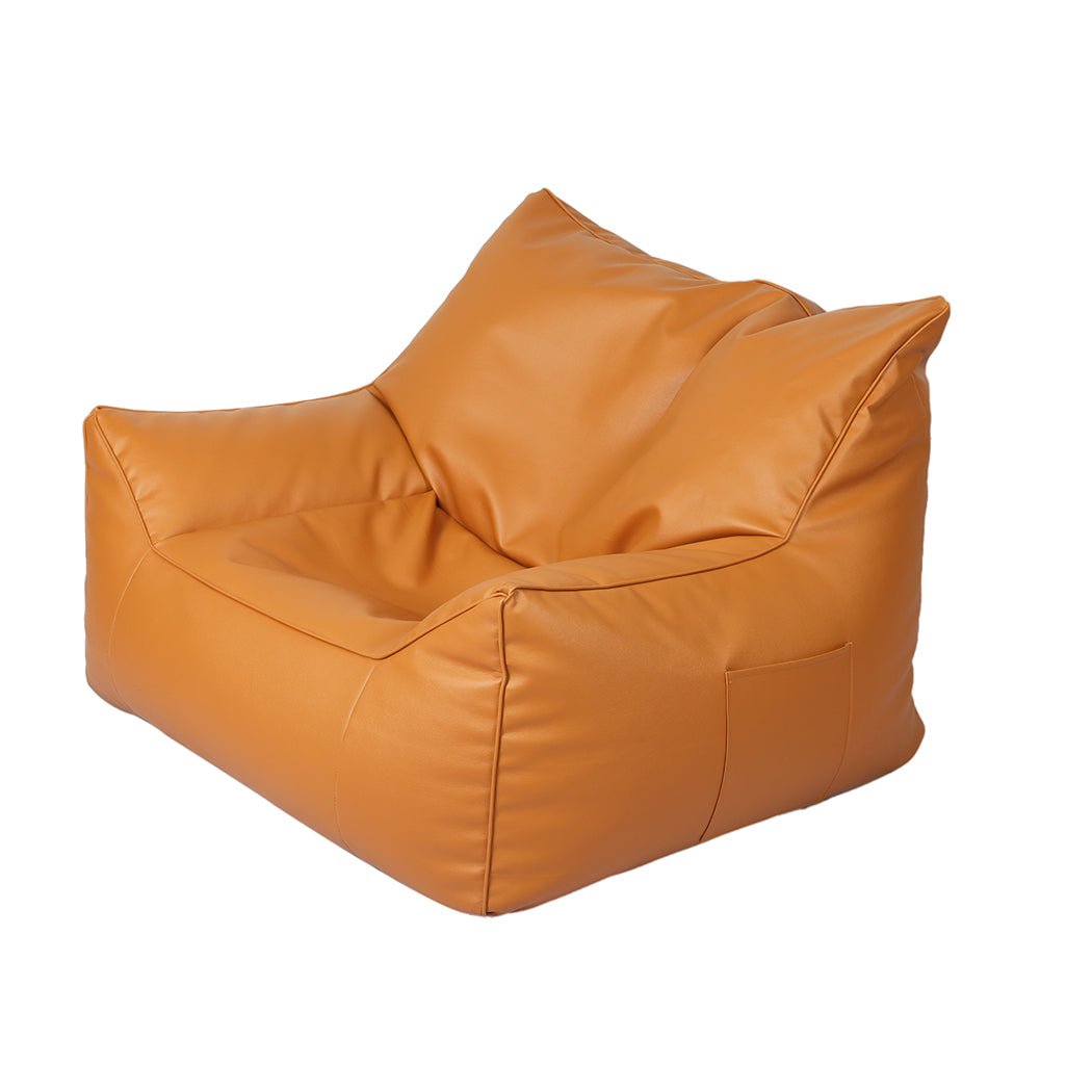 PU Leather Bean Bag Chair Cover 330L Zippered - Brown - Rivercity House & Home Co. (ABN 18 642 972 209) - Affordable Modern Furniture Australia