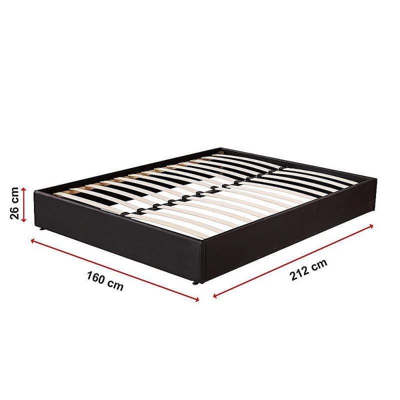 PU Leather Ensemble Queen Bed Frame Black - Rivercity House & Home Co. (ABN 18 642 972 209) - Affordable Modern Furniture Australia