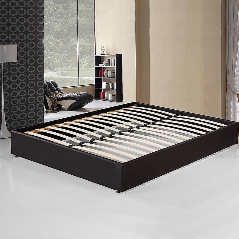 PU Leather Ensemble Queen Bed Frame Black - Rivercity House & Home Co. (ABN 18 642 972 209) - Affordable Modern Furniture Australia