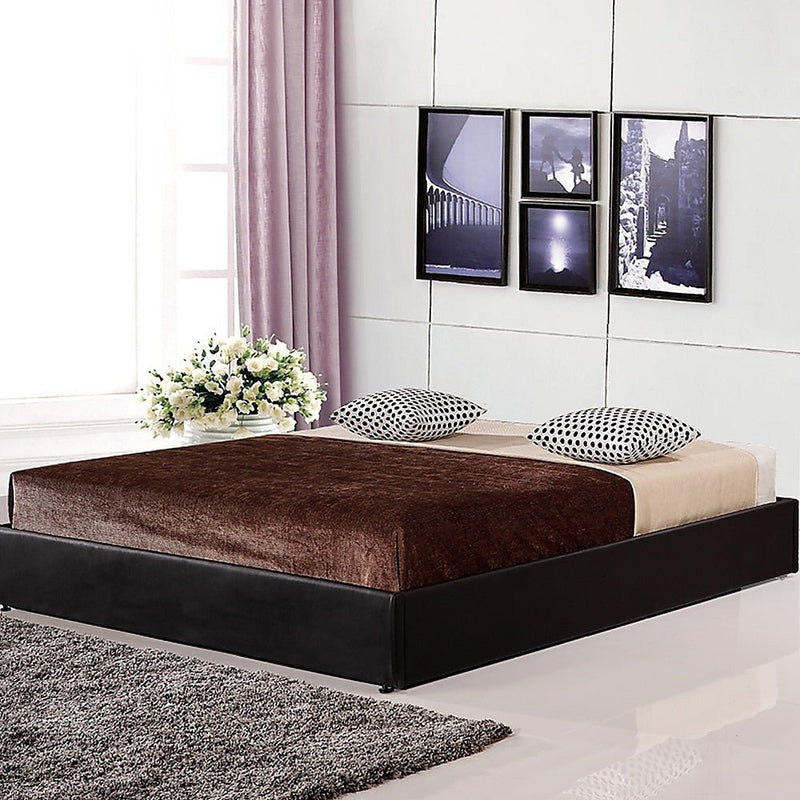 PU Leather Ensemble Queen Bed Frame Black - Rivercity House & Home Co. (ABN 18 642 972 209) - Affordable Modern Furniture Australia