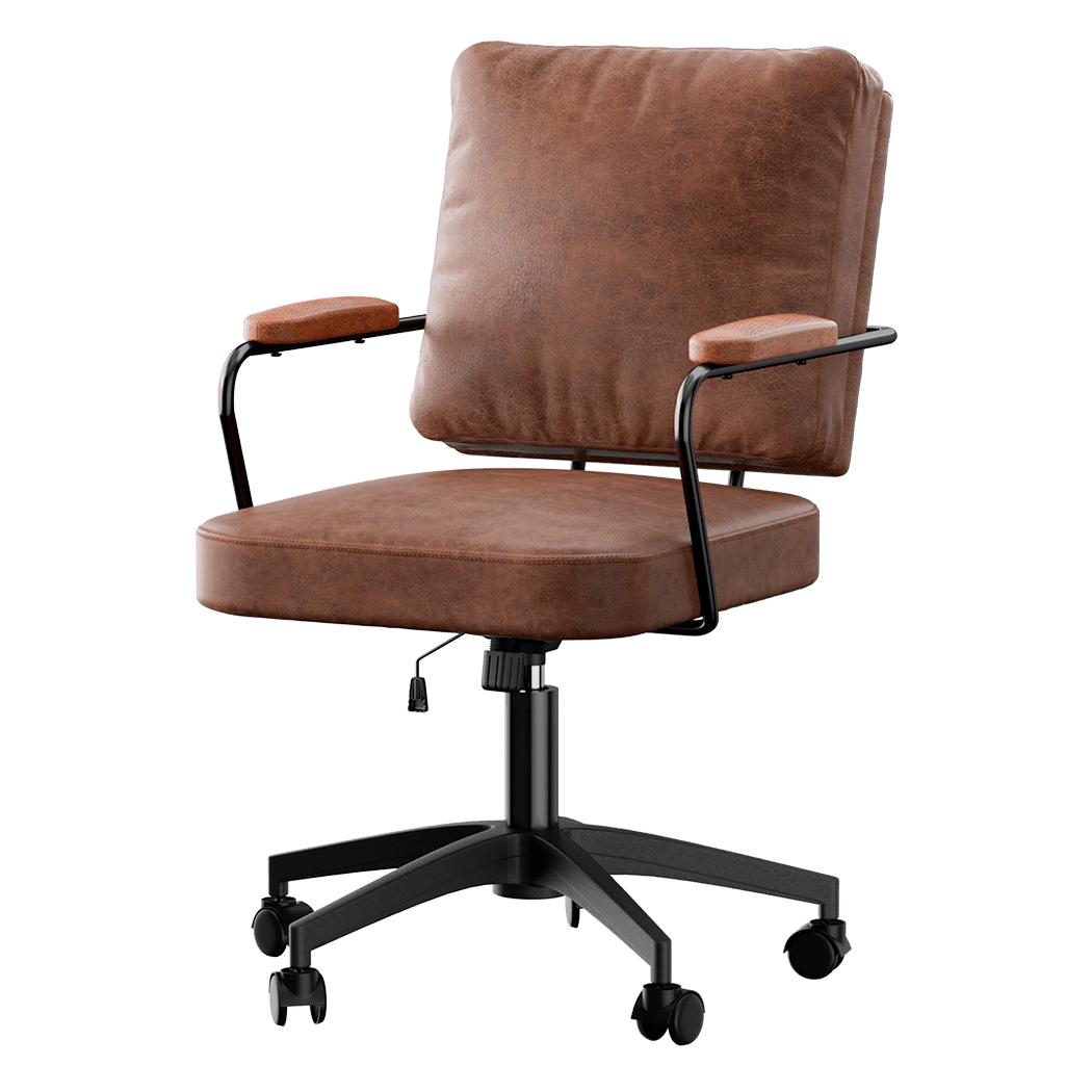 PU Leather Executive Office Arm Chair with Adjustable Features - Brown - Rivercity House & Home Co. (ABN 18 642 972 209) - Affordable Modern Furniture Australia